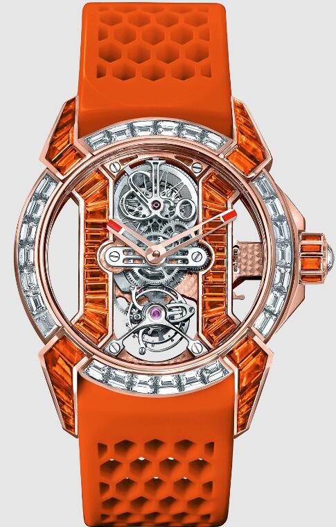 Review Jacob & Co EPIC X TOURBILLON BAGUETTE ORANGE SAPPHIRES EX500.40.BD.BO.A Replica watch - Click Image to Close